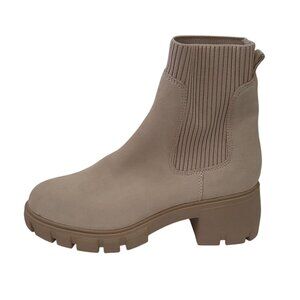 STEVE MADDEN Taupe Suede HAYLE Chelsea Ankle Boots Chunky Heel Women's Sz 7.5